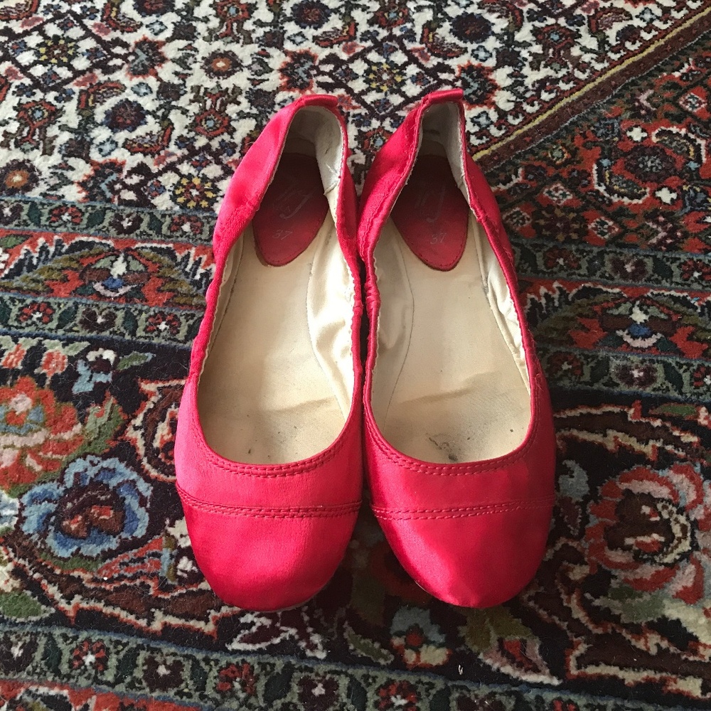 Zara satin ruby ballet flats